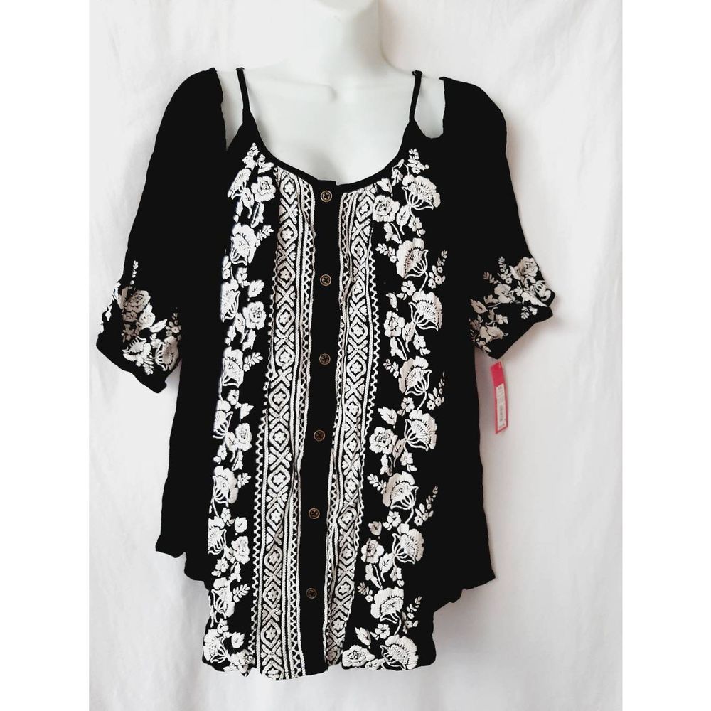 Xhilaration cold shoulder bohemian XXL floral NWT blouse